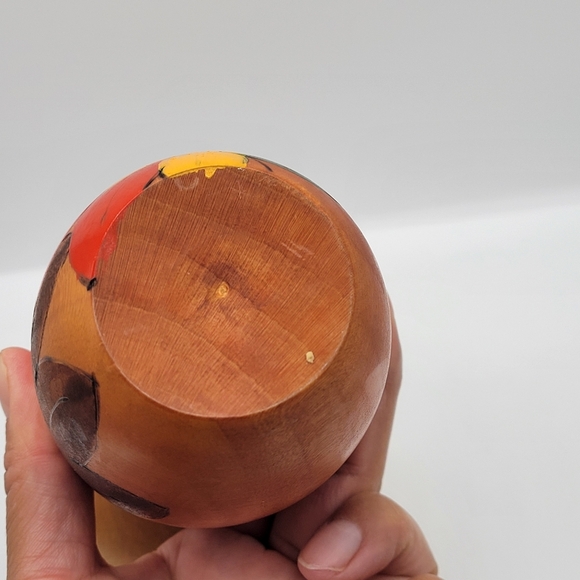 Wooden Doll with Floral Design 6.5" Approx. Japanese Creative KOKESHI Doll Vtg - Picture 5 of 9